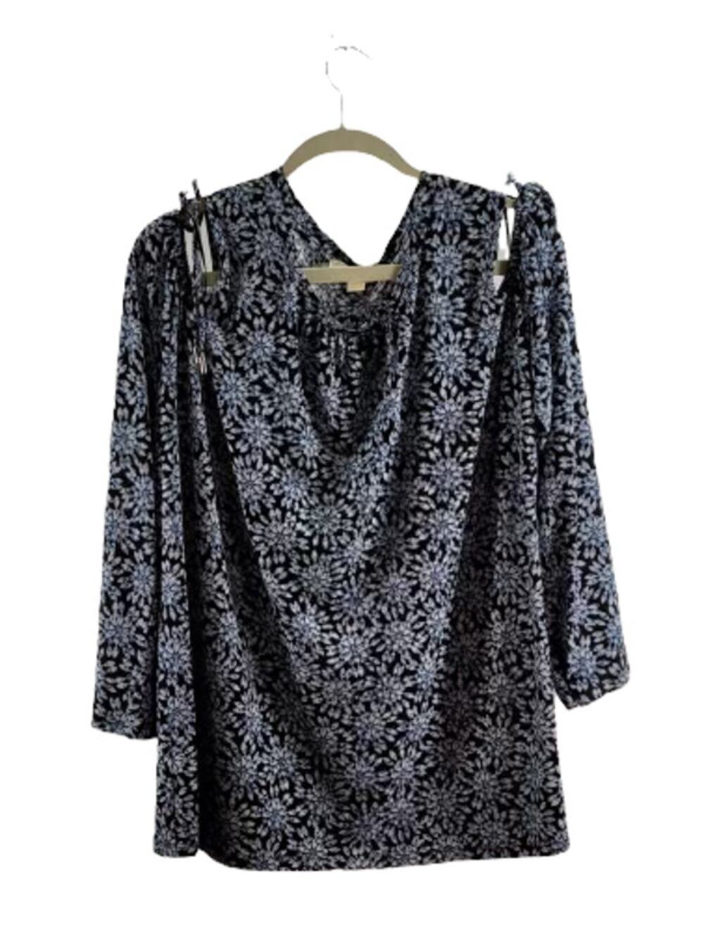 MICHAEL Michael Kors Printed Cold Shoulder Long Sleeve Blouse Women's Size 2X